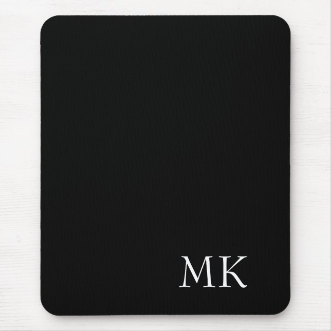 Schwarz-weiße Monogramm Mousepad (Vorne)