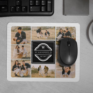 Schwarz-weiße Monogramm- und Jahresfotografie Mousepad