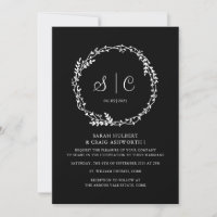 Schwarz-weiße Monogramme Floral Botanische Kleider