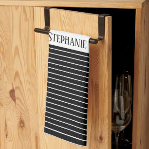 Schwarz-weiße Monogramme Muster der Camouflage Str Geschirrtuch