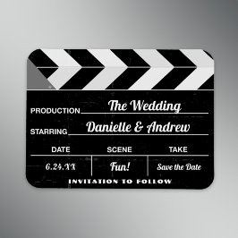 Schwarz-weiße Movie Clap Board Hochzeit Sichern Si Magnet