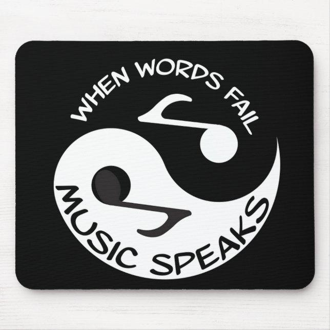 Schwarz-weiße Musiknote Moderne Musik Mousepad (Vorne)