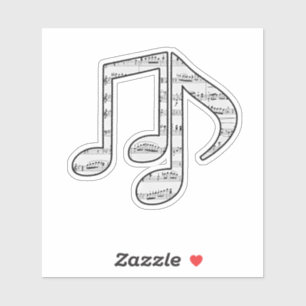 Schwarz-weiße Musiknoten Aufkleber