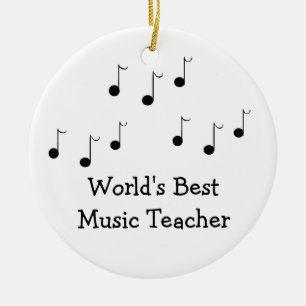 Schwarz-weiße Musiknoten-Lehrer Keramik Ornament