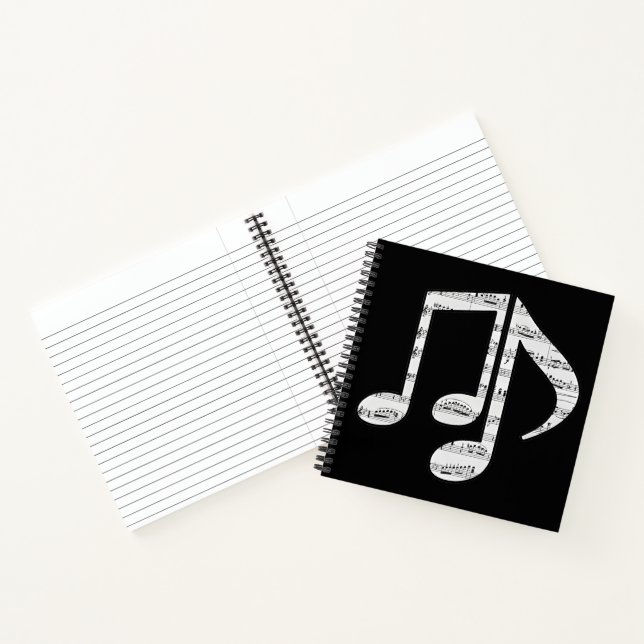 Schwarz-Weiße Musiknoten Notizbuch (Innenseite)