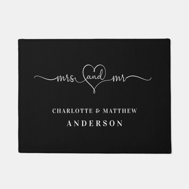 Schwarz-weiße Namen für elegante Neuzugänge Fußmatte (Vorderseite)