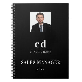 Schwarz-weiße Namensinitialen Foto Notizblock