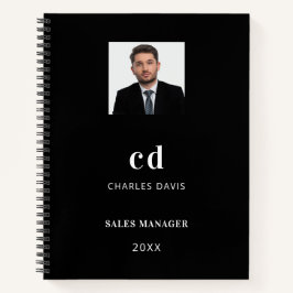 Schwarz-weiße Namensinitialen Foto Notizbuch