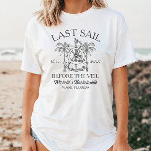 Schwarz-Weiße-nautische-Linienkunst-Junggesellinne T-Shirt