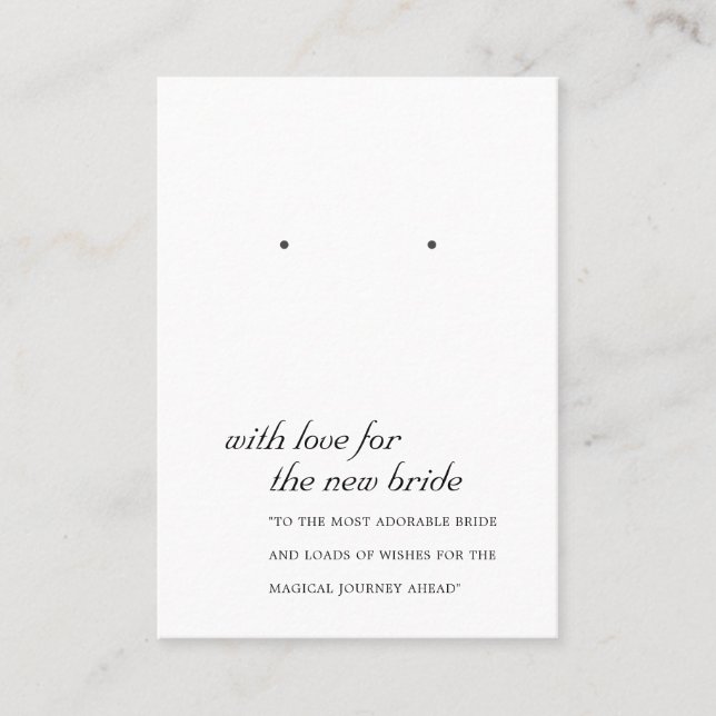 SCHWARZ-WEISSE NEUE BRIDE GIFT EARRING DISPLAY-KAR PLATZKARTE (Vorderseite)