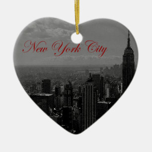 Schwarz-weiße New York City Keramik Ornament