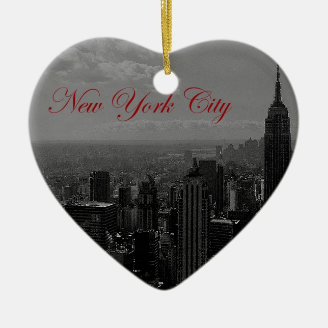 Schwarz-weiße New York City Keramik Ornament (Vorne)