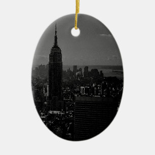 Schwarz-weiße New York City Keramikornament