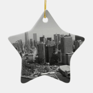 Schwarz-weiße New York City Skyline Keramikornament