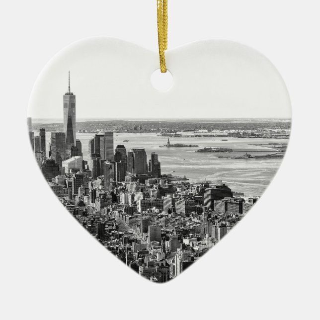 Schwarz-weiße New York City Skyline Keramikornament (Vorne)