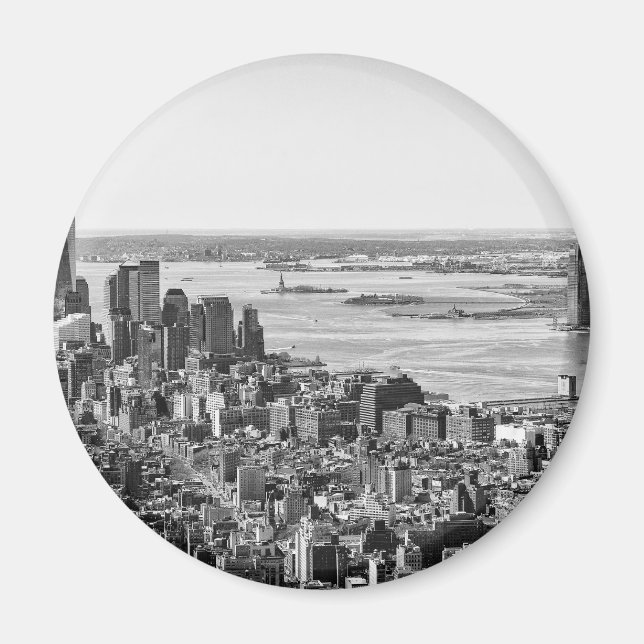 Schwarz-weiße New York City Skyline Magnet (Vorne)