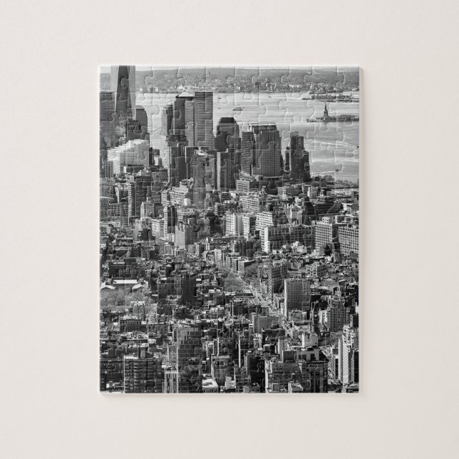 Schwarz-weiße New York City Skyline Puzzle (Vertikal)