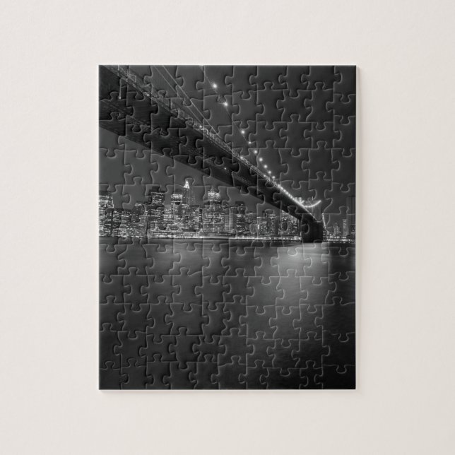 Schwarz-weiße New York City Skyline Puzzle (Vertikal)