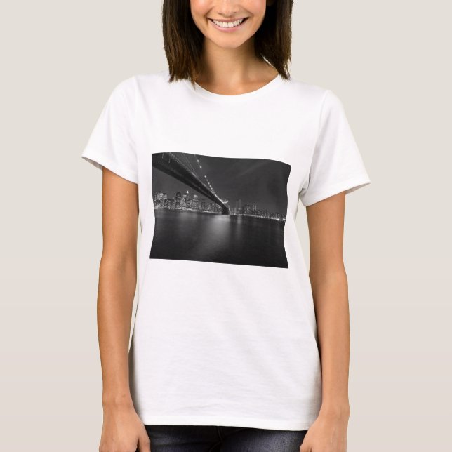 Schwarz-weiße New York City Skyline T-Shirt (Vorderseite)