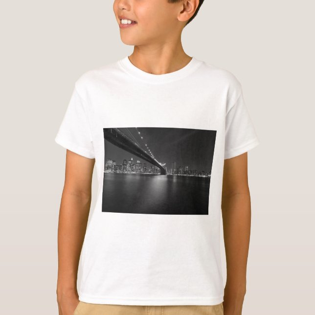 Schwarz-weiße New York City Skyline T-Shirt (Vorderseite)