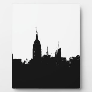 Schwarz-weiße New York Skyline Silhouette Plaque Fotoplatte