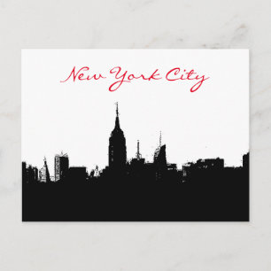 Schwarz-weiße New York Skyline Silhouette Postkart Postkarte