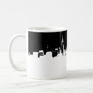 Schwarz-weiße New Yorker City Skyline Pop Art Kaffeetasse