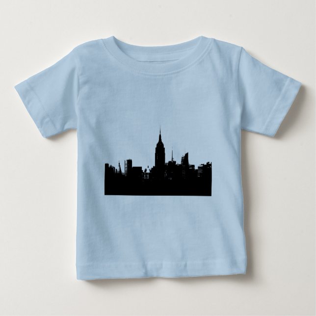 Schwarz-weiße New Yorker Silhouette Baby T-shirt (Vorderseite)