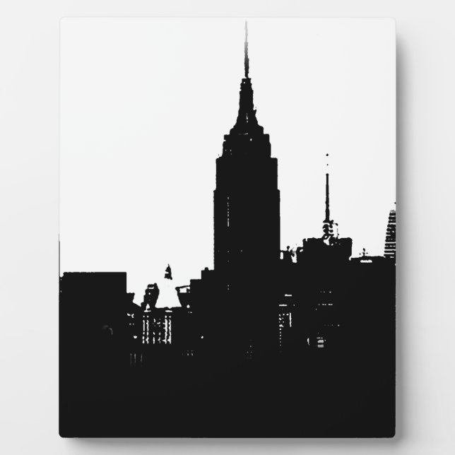 Schwarz-weiße New Yorker Silhouette Fotoplatte (Vorderseite)