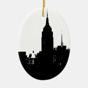 Schwarz-weiße New Yorker Silhouette Keramikornament