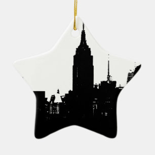 Schwarz-weiße New Yorker Silhouette Keramikornament