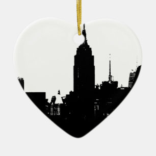 Schwarz-weiße New Yorker Silhouette Keramikornament