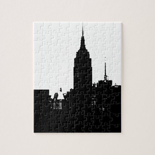 Schwarz-weiße New Yorker Silhouette Puzzle (Vertikal)
