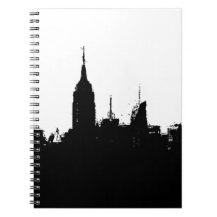 Schwarz-weiße New Yorker Silhouette Skyline-Notebo Notizblock