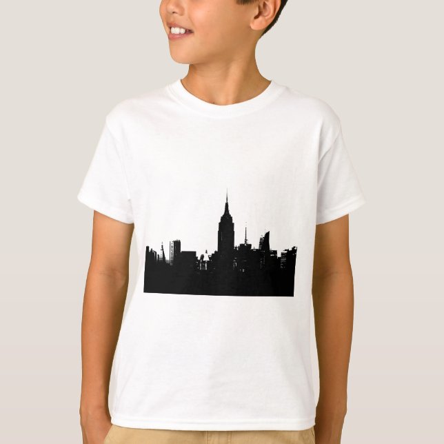 Schwarz-weiße New Yorker Silhouette T-Shirt (Vorderseite)