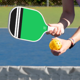 Schwarz-weiße obere Streifen glänzen grün Pickleball Schläger