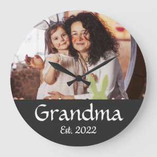 Schwarz Weiße Oma Etabliert Fette Foto Große Wanduhr