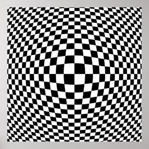 Schwarz-Weiße Op-Art Poster