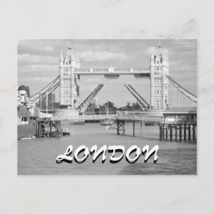 Schwarz-weiße Open Tower Bridge London Postkarte