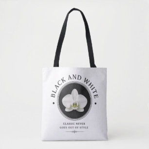 schwarz-weiße Orchideen-Tasche