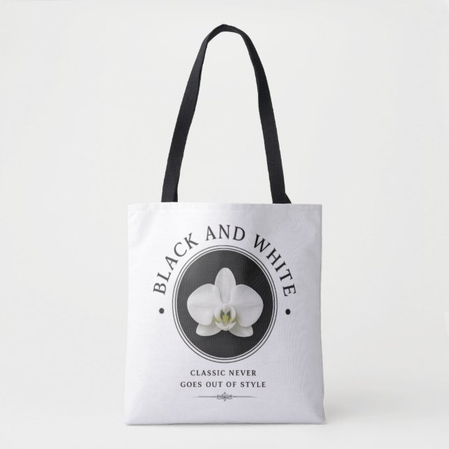 schwarz-weiße Orchideen-Tasche (Vorderseite)