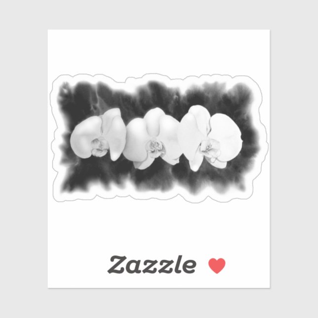 Schwarz-weiße Orchideenmalerei Aufkleber (Blatt)