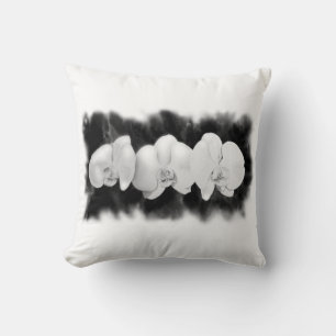 Schwarz-weiße Orchideenmalerei tropisch Kissen
