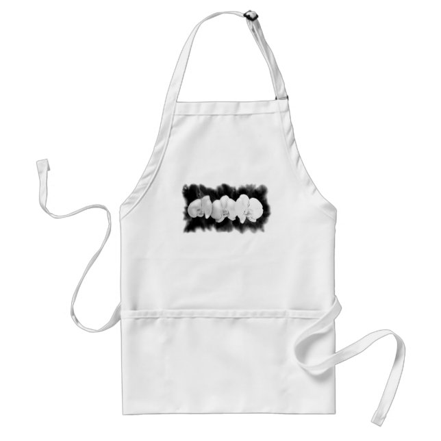 Schwarz-weiße Orchideenmalerei tropisch Schürze (Vorne)