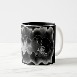 Schwarz-weiße Orchideenmalerei Zweifarbige Tasse