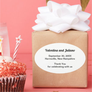 Schwarz-weiße ovale Aufkleber für Hochzeitsgunstbe