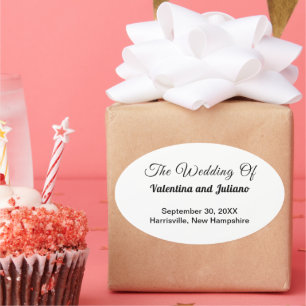 Schwarz-weiße ovale Hochzeits-Aufkleber Ovaler Aufkleber