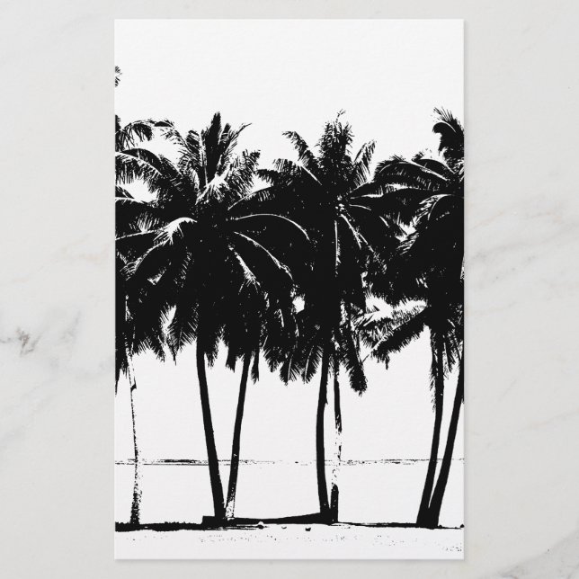 Schwarz-weiße Palmen Silhouette Briefpapier (Vorderseite)