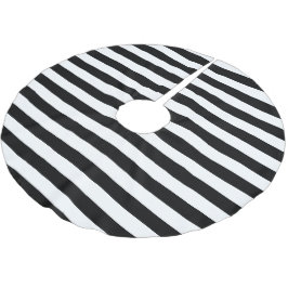 Schwarz-weiße Parallelstreifen Weihnachtsfeiertage Polyester Weihnachtsbaumdecke