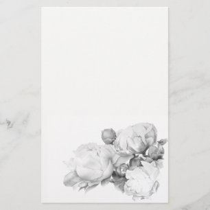 Schwarz-weiße Peelingkunst elegante Blumenkunst Briefpapier
